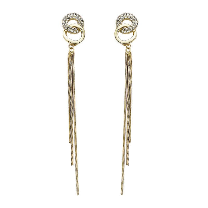 Fashion Long S925 Silver Needle Stud Earrings Korean Circle-Jewearrings