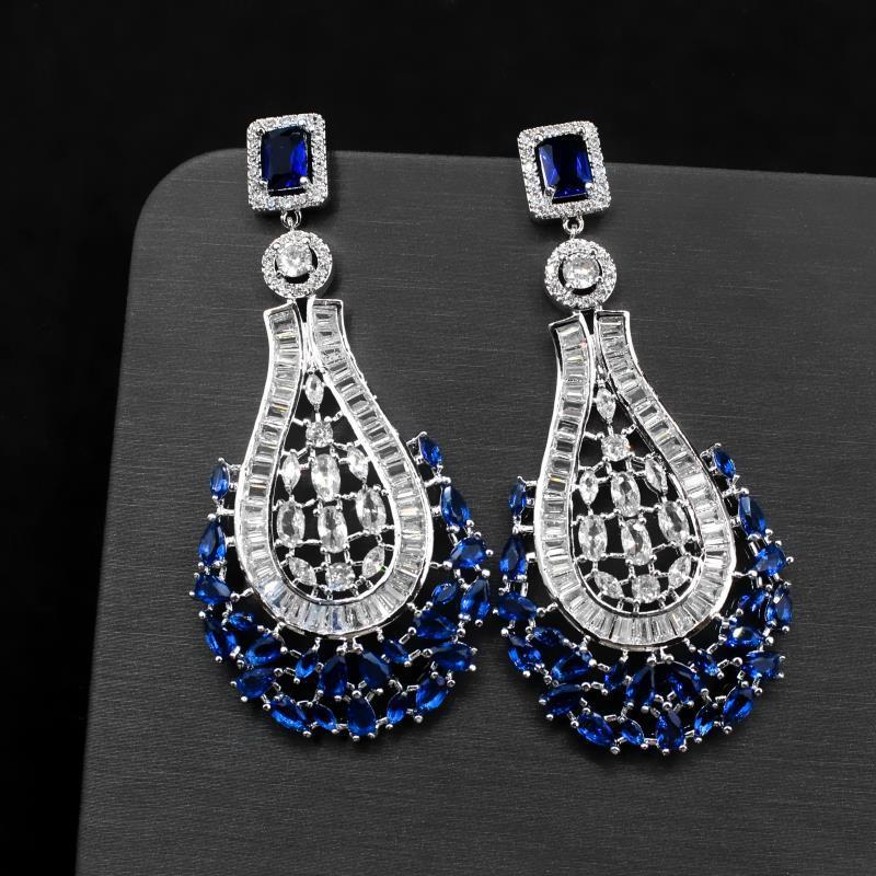 Fashion Long Tassel Earrings Zircon Earrings 925 Silver Needle Earrings-Jewearrings