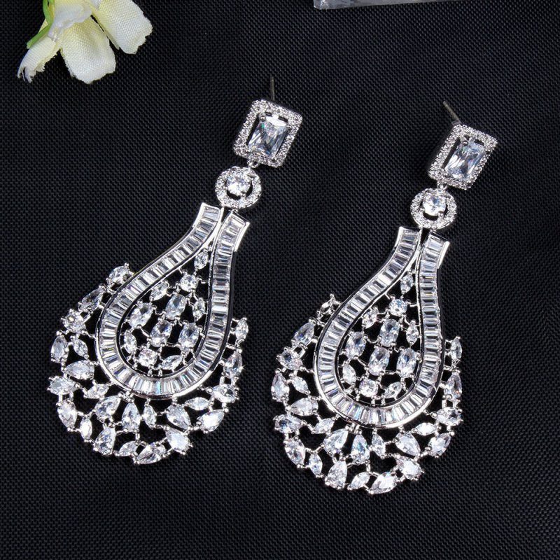 Fashion Long Tassel Earrings Zircon Earrings 925 Silver Needle Earrings-Jewearrings