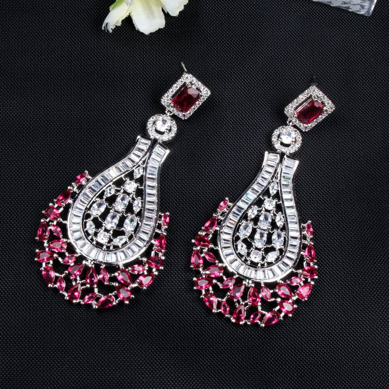 Fashion Long Tassel Earrings Zircon Earrings 925 Silver Needle Earrings-Jewearrings