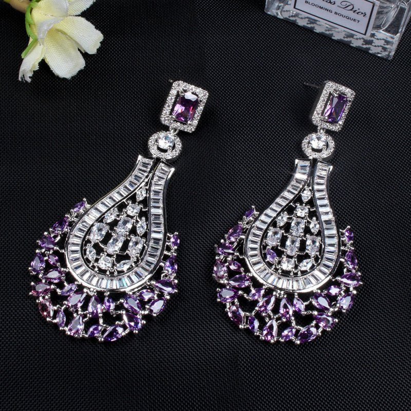 Fashion Long Tassel Earrings Zircon Earrings 925 Silver Needle Earrings-Jewearrings