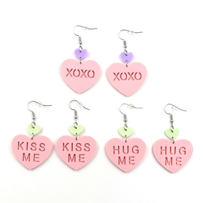 Fashion Love Letter Valentine's Day Gift Cute Acrylic Earrings Jewelry-Jewearrings