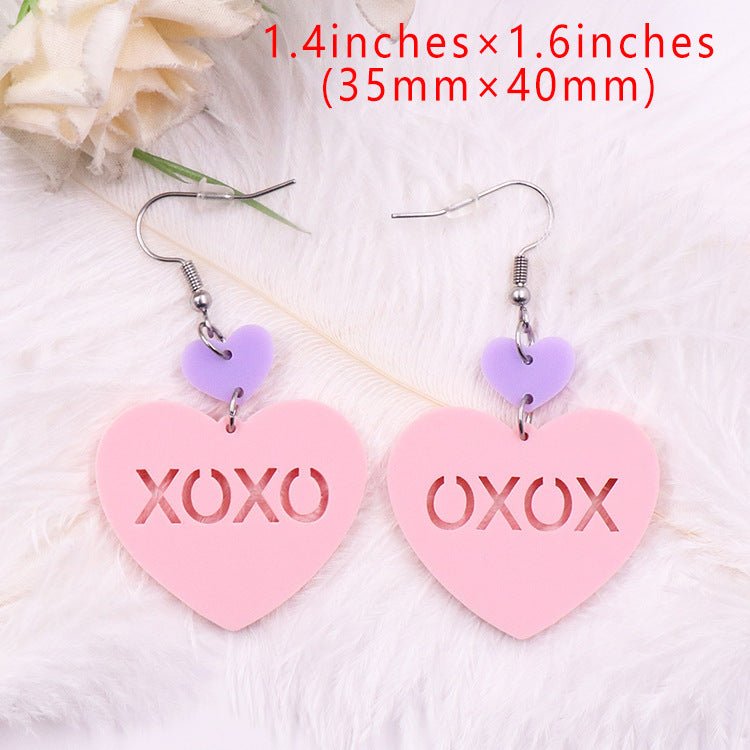 Fashion Love Letter Valentine's Day Gift Cute Acrylic Earrings Jewelry-Jewearrings