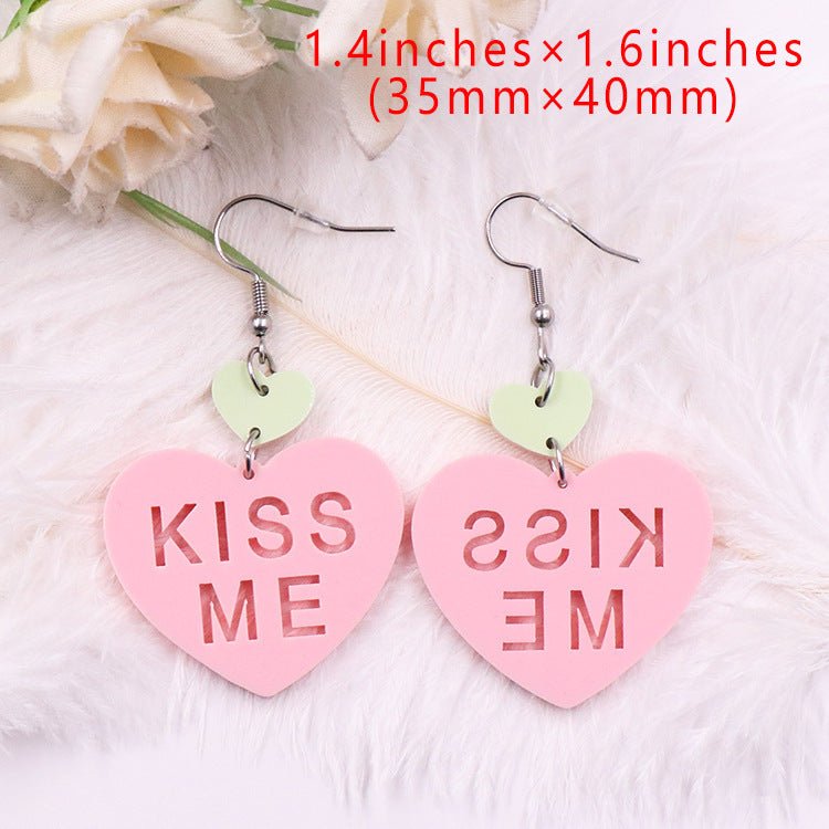 Fashion Love Letter Valentine's Day Gift Cute Acrylic Earrings Jewelry-Jewearrings