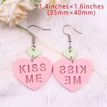 Fashion Love Letter Valentine's Day Gift Cute Acrylic Earrings Jewelry-Jewearrings