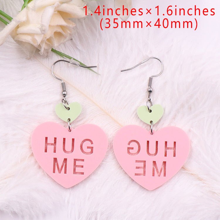 Fashion Love Letter Valentine's Day Gift Cute Acrylic Earrings Jewelry-Jewearrings