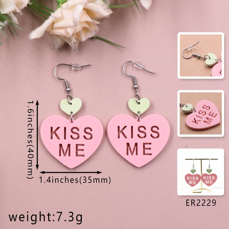 Fashion Love Letter Valentine's Day Gift Cute Acrylic Earrings Jewelry-Jewearrings