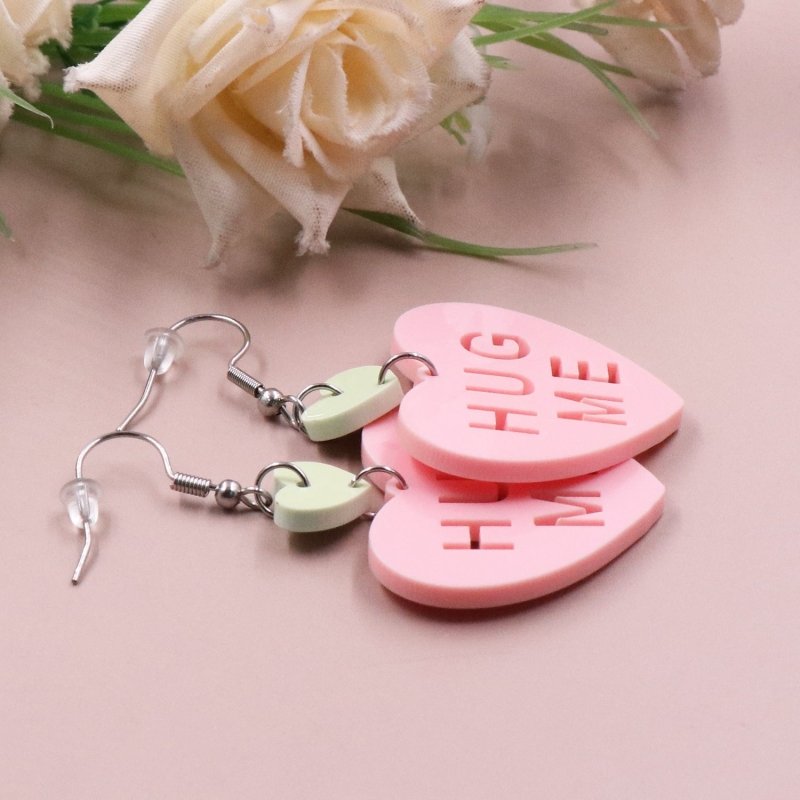 Fashion Love Letter Valentine's Day Gift Cute Acrylic Earrings Jewelry-Jewearrings