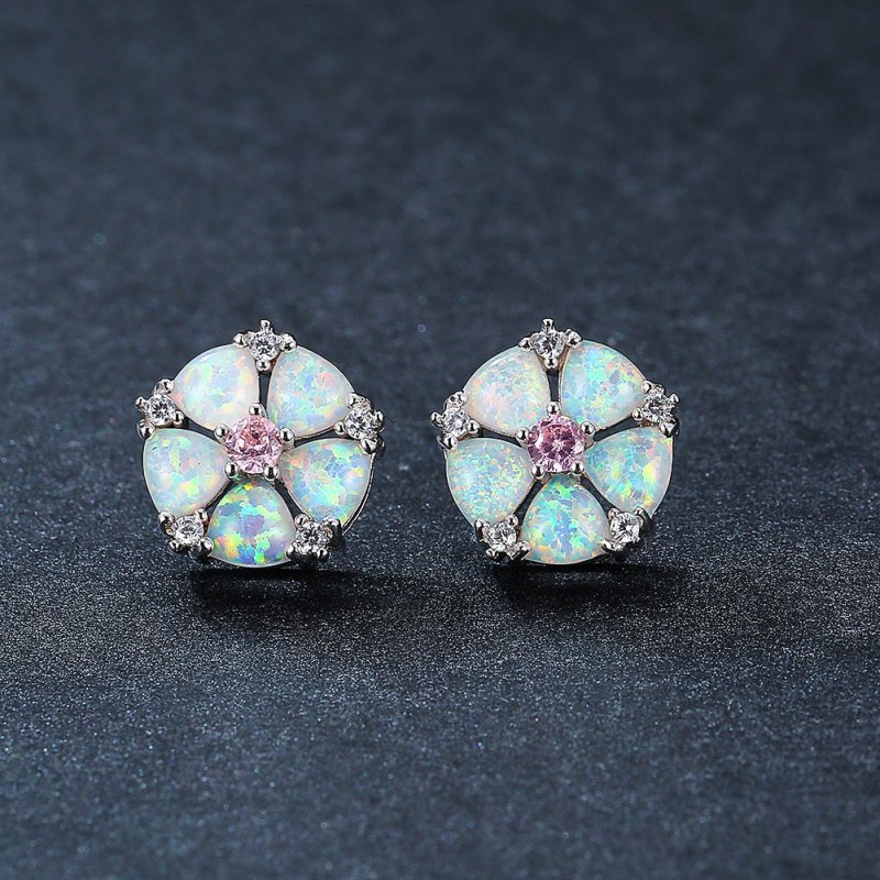 Fashion Lvzuan Flower Stud Earrings-Jewearrings