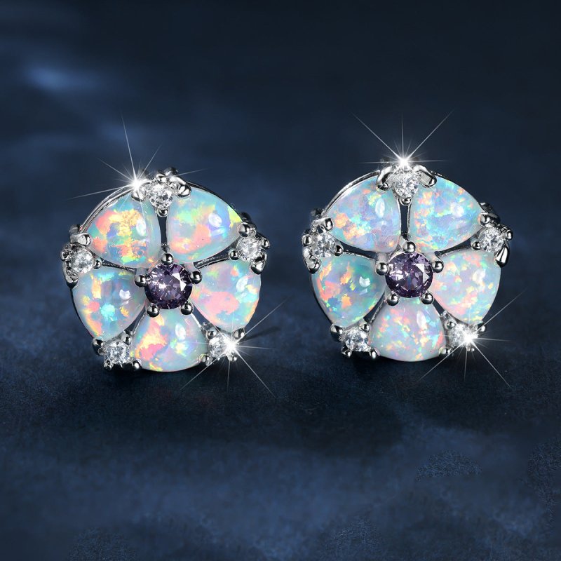 Fashion Lvzuan Flower Stud Earrings-Jewearrings