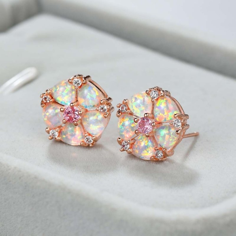 Fashion Lvzuan Flower Stud Earrings-Jewearrings