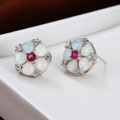 Fashion Lvzuan Flower Stud Earrings-Jewearrings