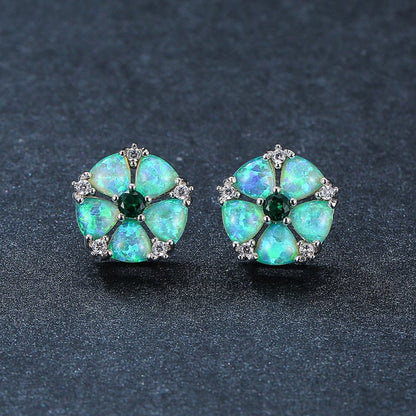 Fashion Lvzuan Flower Stud Earrings-Jewearrings