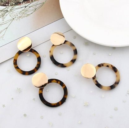 Fashion Metallic Sequins Acrylic Circle Stud Earrings-Jewearrings