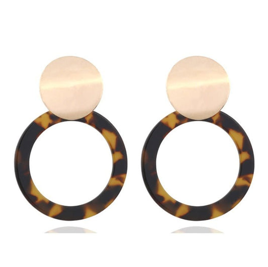 Fashion Metallic Sequins Acrylic Circle Stud Earrings-Jewearrings