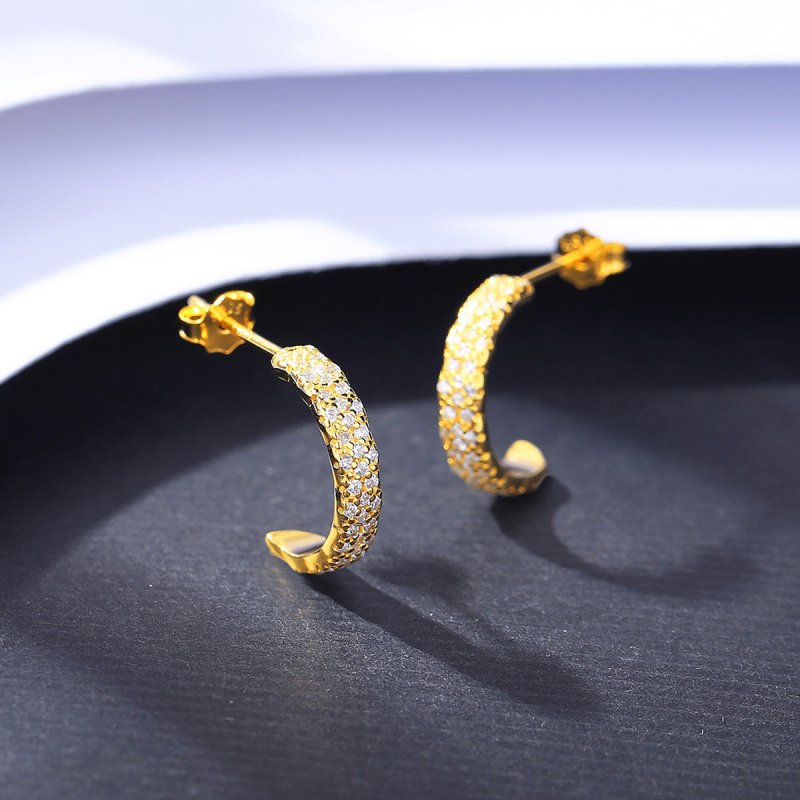 Fashion Micro Inlay Full Diamond S925 Silver Stud Earrings-Jewearrings