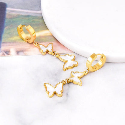 Fashion New Accessories Set White Shell Butterfly Pendant Earrings-Jewearrings