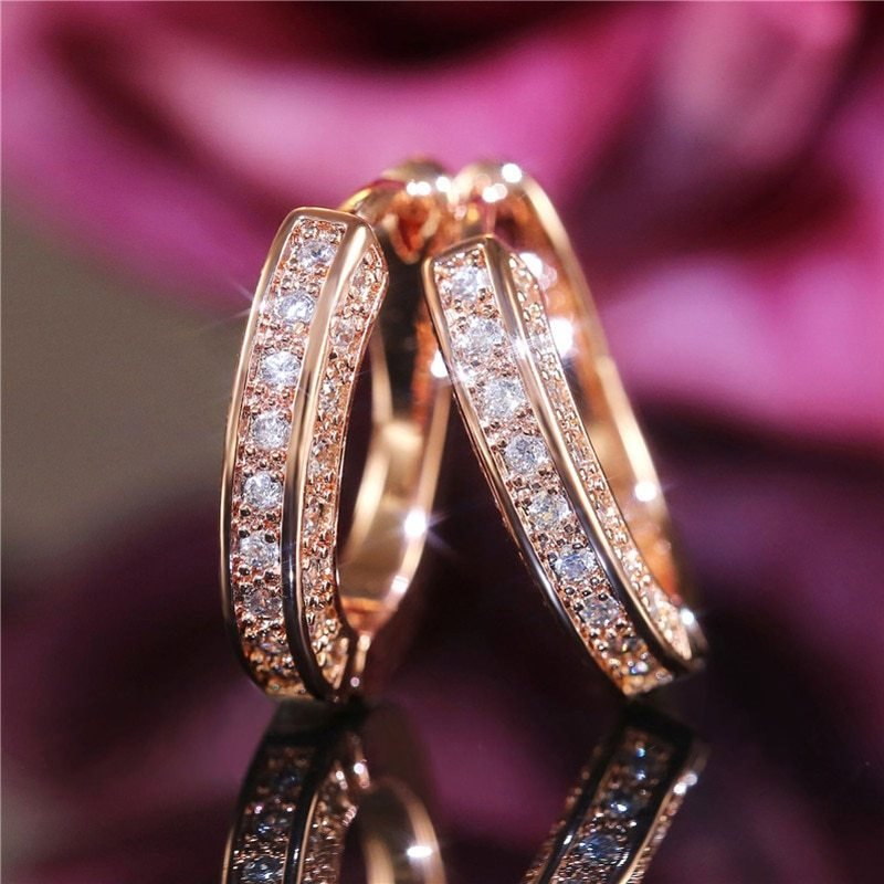 Fashion New Earrings Three-sided Full Diamond Earrings Ear Buckle Ear Clip Ear Jewelry-Jewearrings