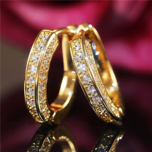 Fashion New Earrings Three-sided Full Diamond Earrings Ear Buckle Ear Clip Ear Jewelry-Jewearrings