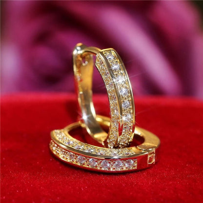 Fashion New Earrings Three-sided Full Diamond Earrings Ear Buckle Ear Clip Ear Jewelry-Jewearrings