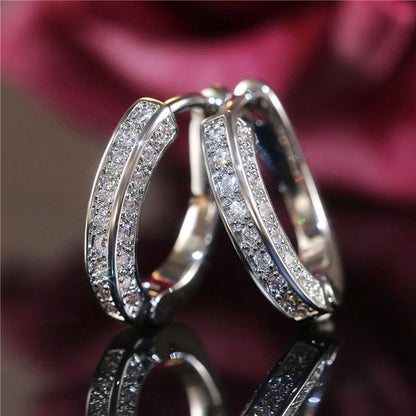 Fashion New Earrings Three-sided Full Diamond Earrings Ear Buckle Ear Clip Ear Jewelry-Jewearrings