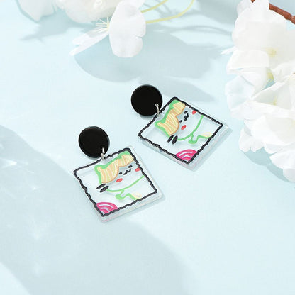 Fashion New Ladies Acrylic Earrings Geometric Plastic Earrings-Jewearrings