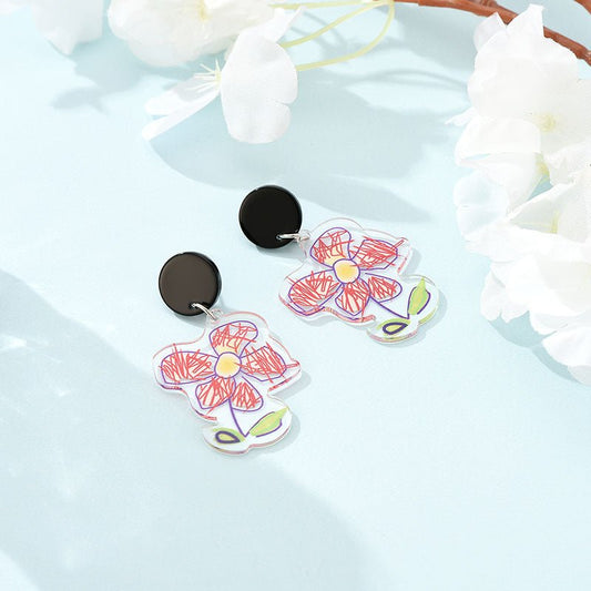 Fashion New Ladies Acrylic Earrings Geometric Plastic Earrings-Jewearrings