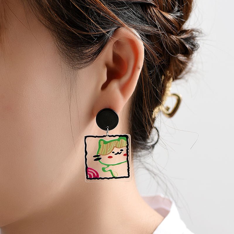 Fashion New Ladies Acrylic Earrings Geometric Plastic Earrings-Jewearrings