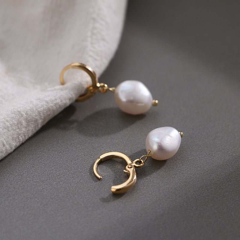 Fashion New Pearl Irregular Shape Ear Clip Earrings Korean Style-Jewearrings