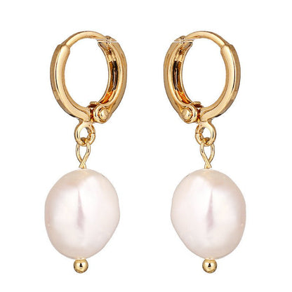 Fashion New Pearl Irregular Shape Ear Clip Earrings Korean Style-Jewearrings