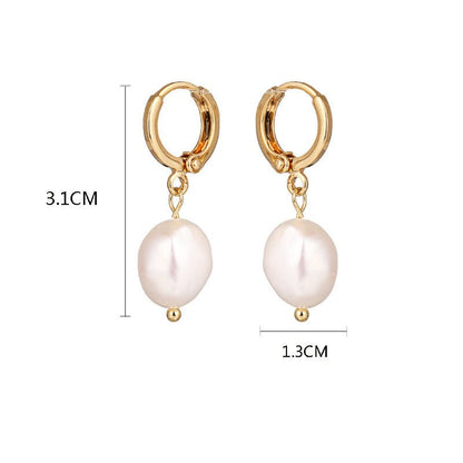 Fashion New Pearl Irregular Shape Ear Clip Earrings Korean Style-Jewearrings