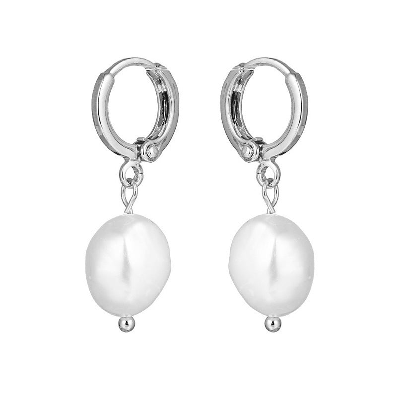 Fashion New Pearl Irregular Shape Ear Clip Earrings Korean Style-Jewearrings