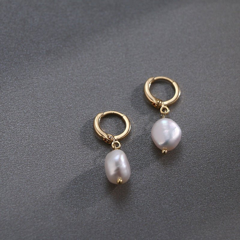 Fashion New Pearl Irregular Shape Ear Clip Earrings Korean Style-Jewearrings