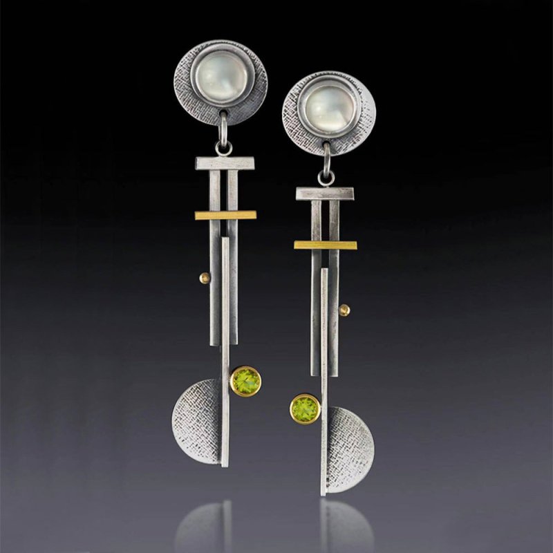 Fashion Olive Green Pearl Earrings With Diamonds-Jewearrings