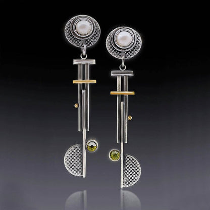 Fashion Olive Green Pearl Earrings With Diamonds-Jewearrings