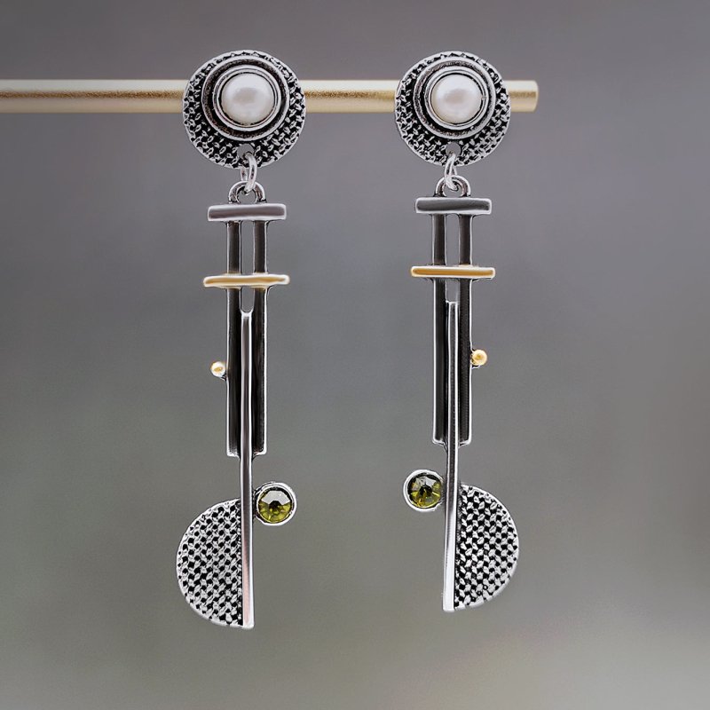 Fashion Olive Green Pearl Earrings With Diamonds-Jewearrings