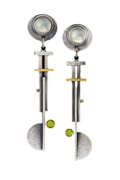 Fashion Olive Green Pearl Earrings With Diamonds-Jewearrings