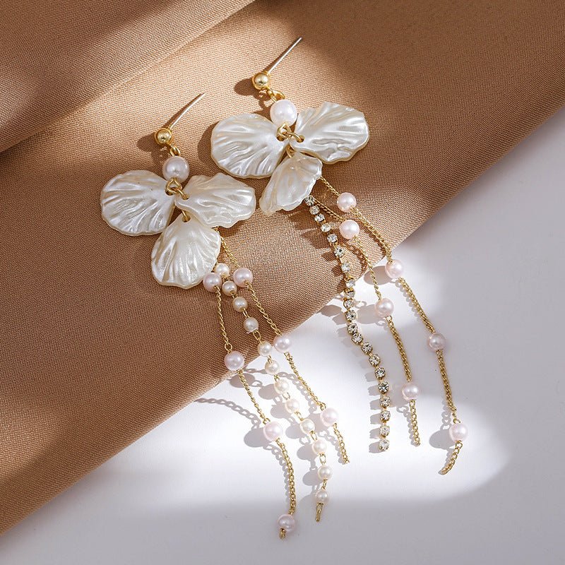 Fashion Pearl Shell Tassel Earrings-Jewearrings