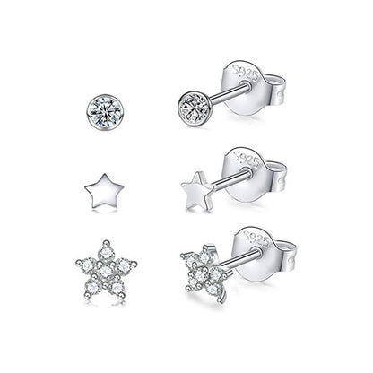 Fashion Pentagram Diamond Stud Earrings-Jewearrings