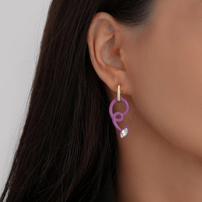 Fashion Personality Acrylic Purple Spray Paint Spring Line Rattan Earrings Trend Retro Simple Earrings-Jewearrings