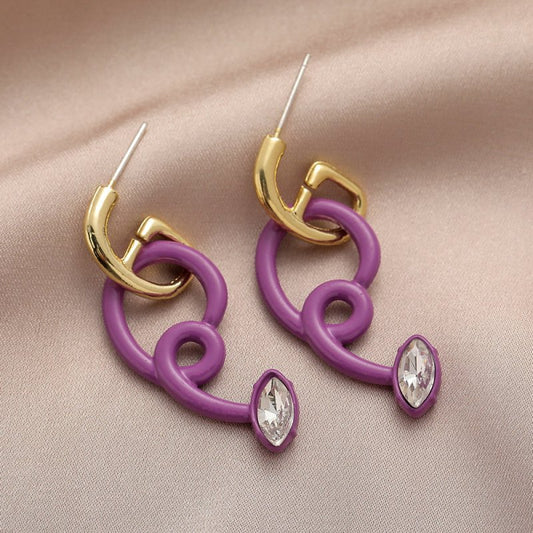 Fashion Personality Acrylic Purple Spray Paint Spring Line Rattan Earrings Trend Retro Simple Earrings-Jewearrings