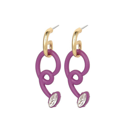 Fashion Personality Acrylic Purple Spray Paint Spring Line Rattan Earrings Trend Retro Simple Earrings-Jewearrings