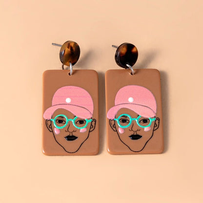 Fashion Punk Girl Pattern Acrylic Earrings For Women-Jewearrings