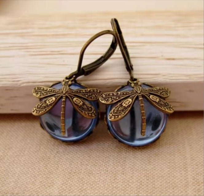 Fashion Retro Small Dragonfly Pattern Earrings-Jewearrings