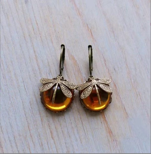 Fashion Retro Small Dragonfly Pattern Earrings-Jewearrings