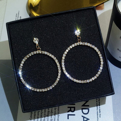 Fashion Retro Temperament Wild Diamond Diamond Big Circle Earrings-Jewearrings