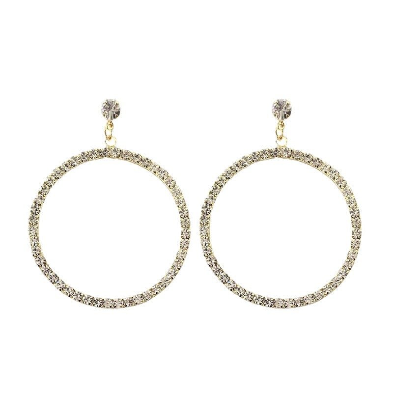 Fashion Retro Temperament Wild Diamond Diamond Big Circle Earrings-Jewearrings