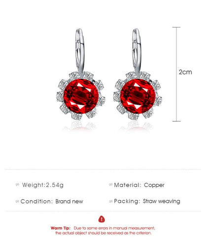 Fashion Round Crystal Diamond Sun Flower Stud Earrings-Jewearrings