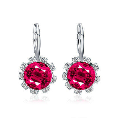 Fashion Round Crystal Diamond Sun Flower Stud Earrings-Jewearrings