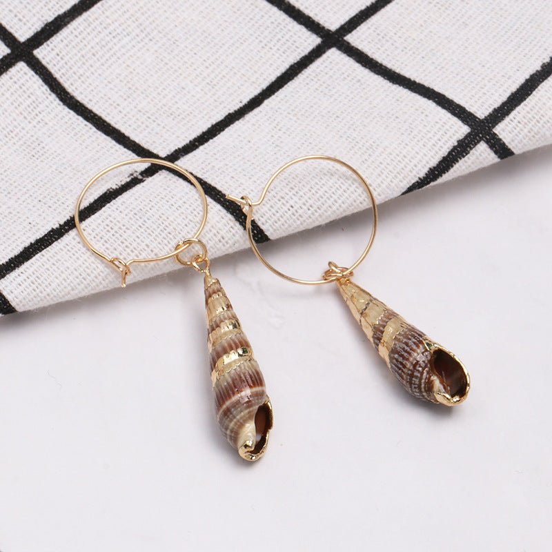 Fashion shell earrings geometric Haiyang wind earrings fashion popular shell earrings-Jewearrings